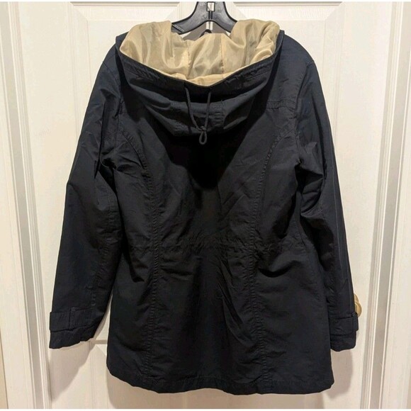 Vintage Eddie Bauer Women's Large Navy Blue Full Zip Nylon Rain Jacket Coat - Picture 5 of 10